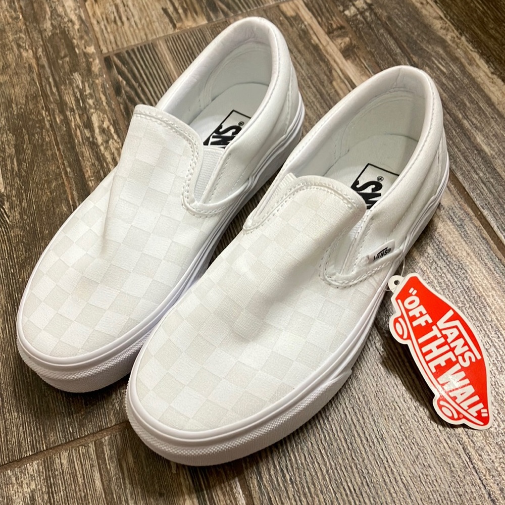 New checkerboard slip on vans
